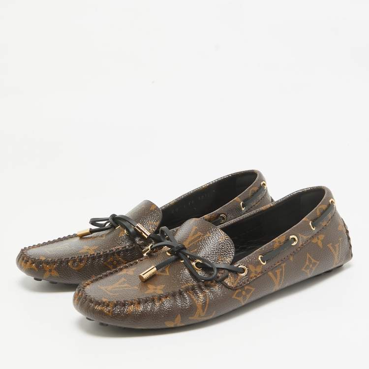 Pre Owned Louis Vuitton Brown Canvas Gloria Loafers Size 40