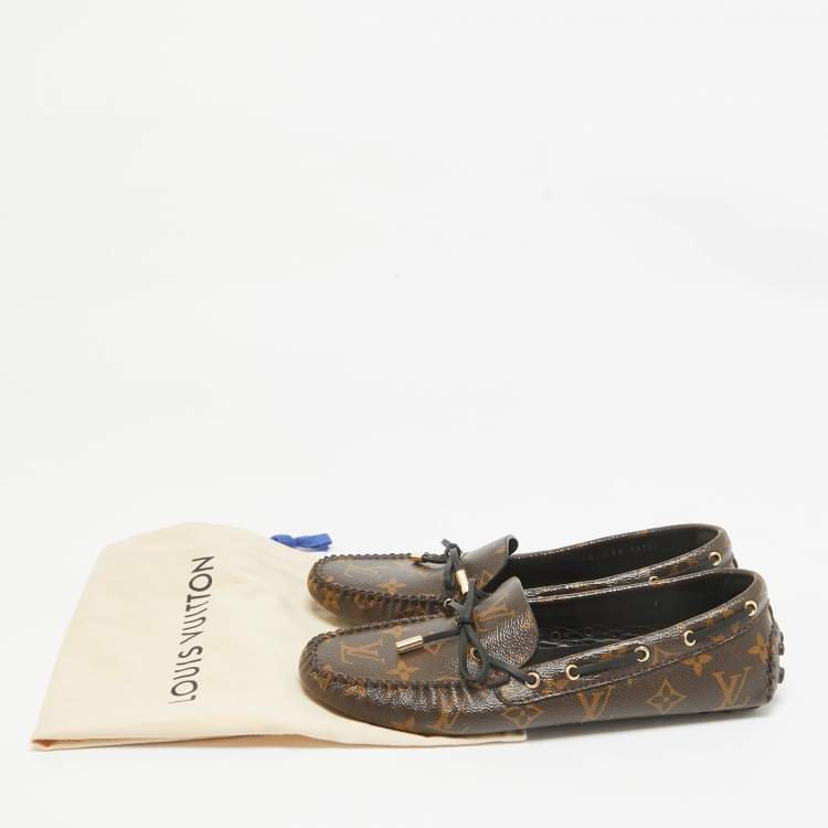 Pre Owned Louis Vuitton Brown Canvas Gloria Loafers Size 40