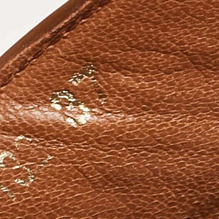 Pre Owned Louis Vuitton Tan Monogram Embossed Leather Espadrille Wedge Sandals Size 37