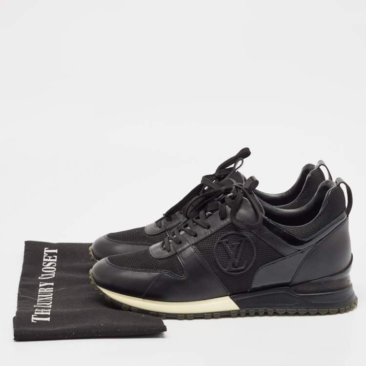 Pre Owned Louis Vuitton Black Leather and Mesh RunAway Sneakers Size 39