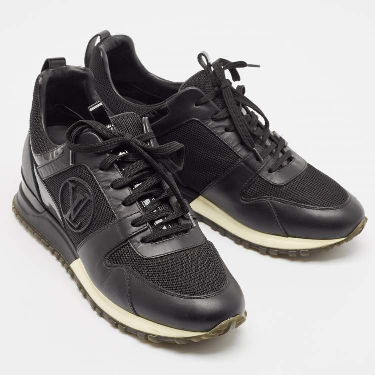 Pre Owned Louis Vuitton Black Leather and Mesh RunAway Sneakers Size 39