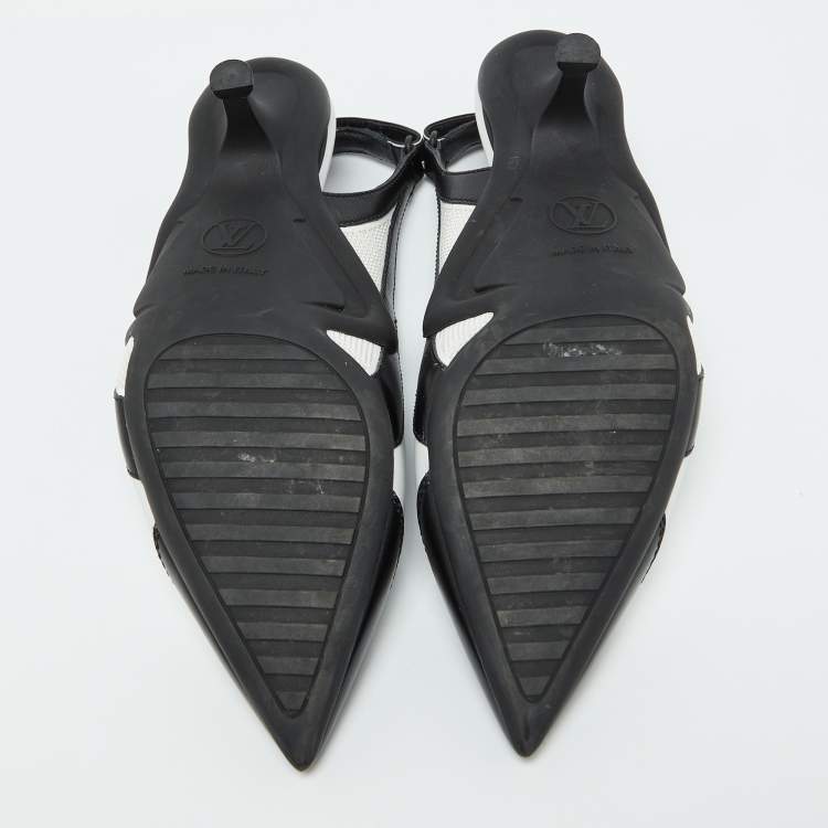 Pre Owned Louis Vuitton Black/White Leather Archlight Slingback Pumps Size 37