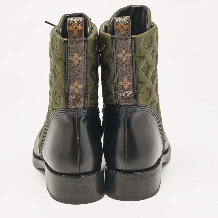 مملوكة مسبقًا Louis Vuitton Black/Green Canvas and Leather Metropolis Combat Boots Size 41