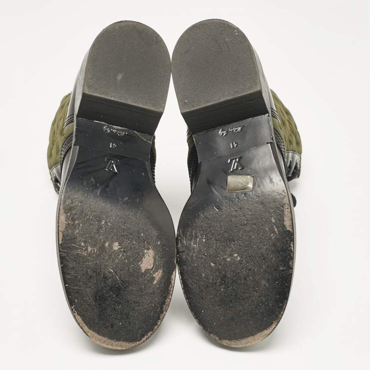 مملوكة مسبقًا Louis Vuitton Black/Green Canvas and Leather Metropolis Combat Boots Size 41