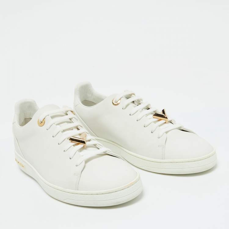 مملوكة مسبقًا Louis Vuitton White Leather Frontrow Low Top Sneakers Size 40