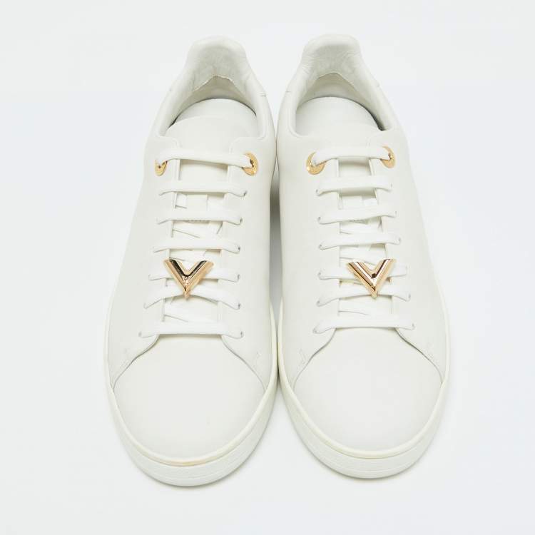 مملوكة مسبقًا Louis Vuitton White Leather Frontrow Low Top Sneakers Size 40