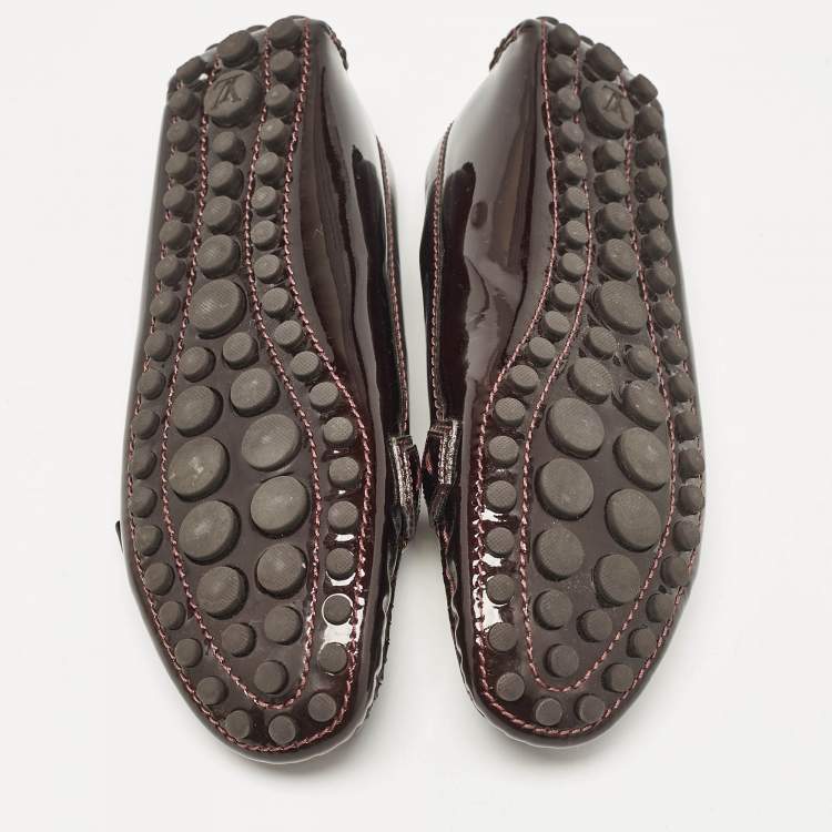 Pre Owned Louis Vuitton Brown Patent Leather Oxford Loafers Size 39
