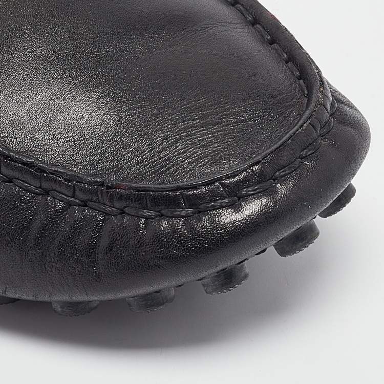 Pre Owned Louis Vuitton Black Leather Oxford Ballet Flats Size 38.5