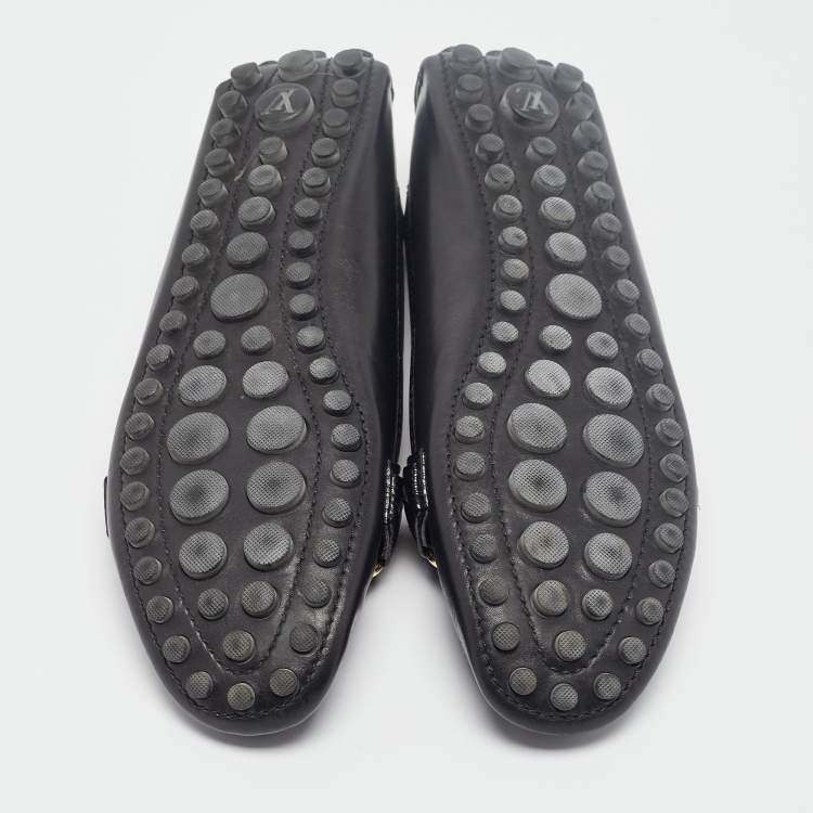 Pre Owned Louis Vuitton Black Leather Oxford Ballet Flats Size 38.5