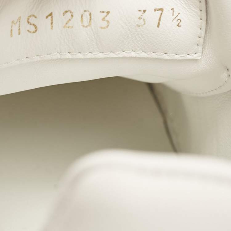 Pre Owned Louis Vuitton White Monogram Debossed Leather Frontrow Sneakers Size 37.5