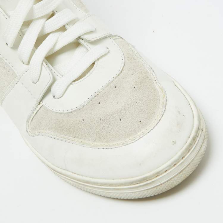 Pre Owned Louis Vuitton White Epi Leather and Suede Postmark Wedge Sneakers Size 39