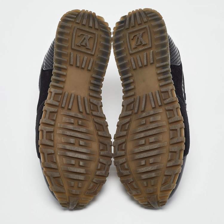 Pre Owned Louis Vuitton Black Leather and Suede Run Away Lace Up Sneakers Size 39