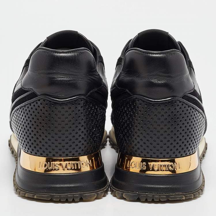 Pre Owned Louis Vuitton Black Leather and Suede Run Away Lace Up Sneakers Size 39