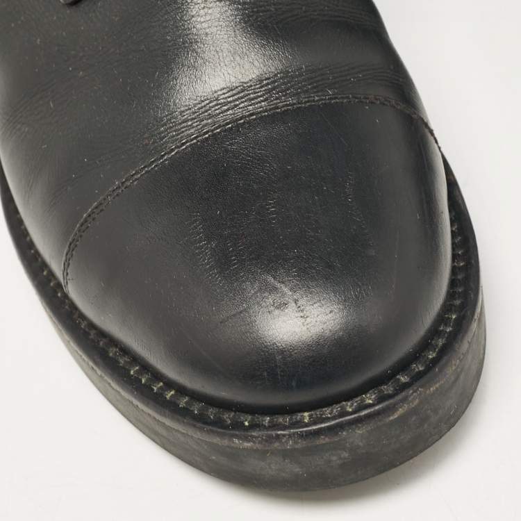 Pre Owned Louis Vuitton Black Leather Wonderland Flat Ranger Ankle Length Boots Size 38