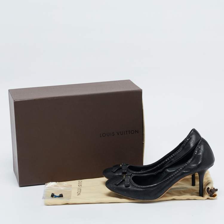 Pre Owned Louis Vuitton Black Monogram Perforated Leather Elba Pumps Size 37