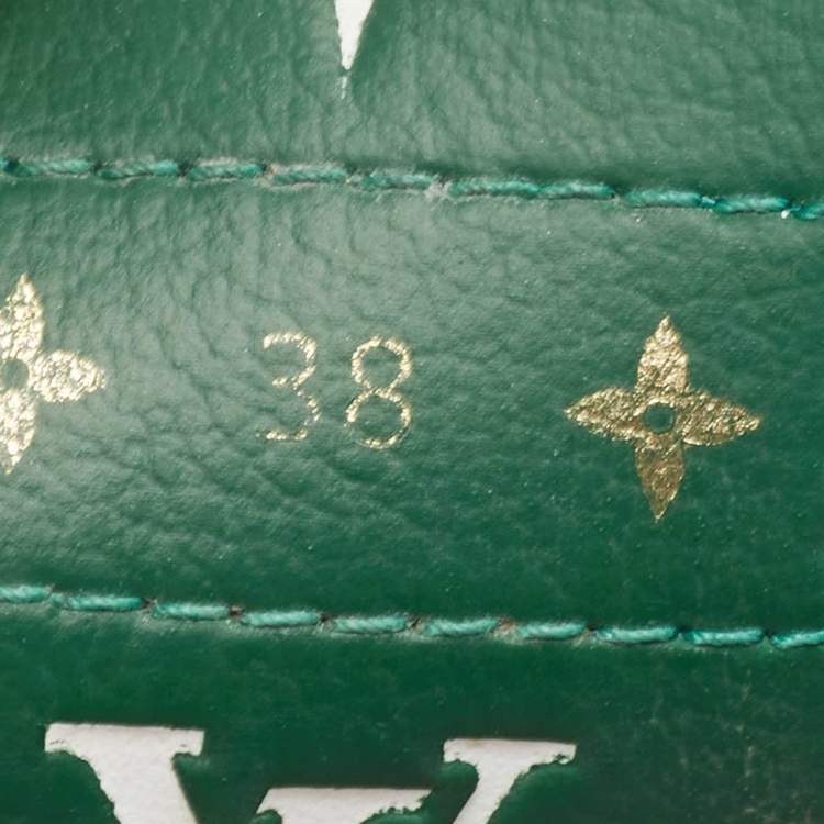 Pre Owned Louis Vuitton White/Green Leather Charlie Sneakers Size 38