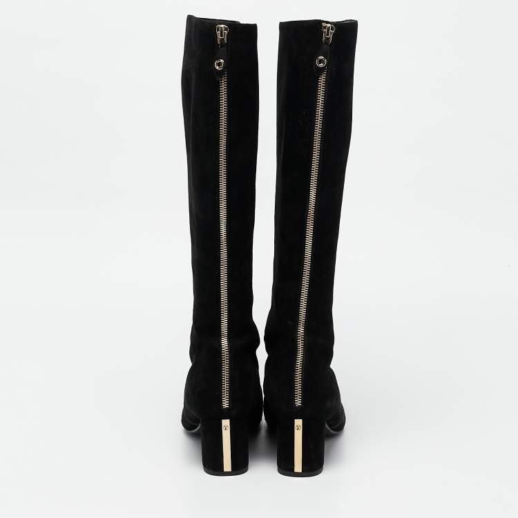 Pre Owned Louis Vuitton Black Suede Masterclass High Boots Size 36