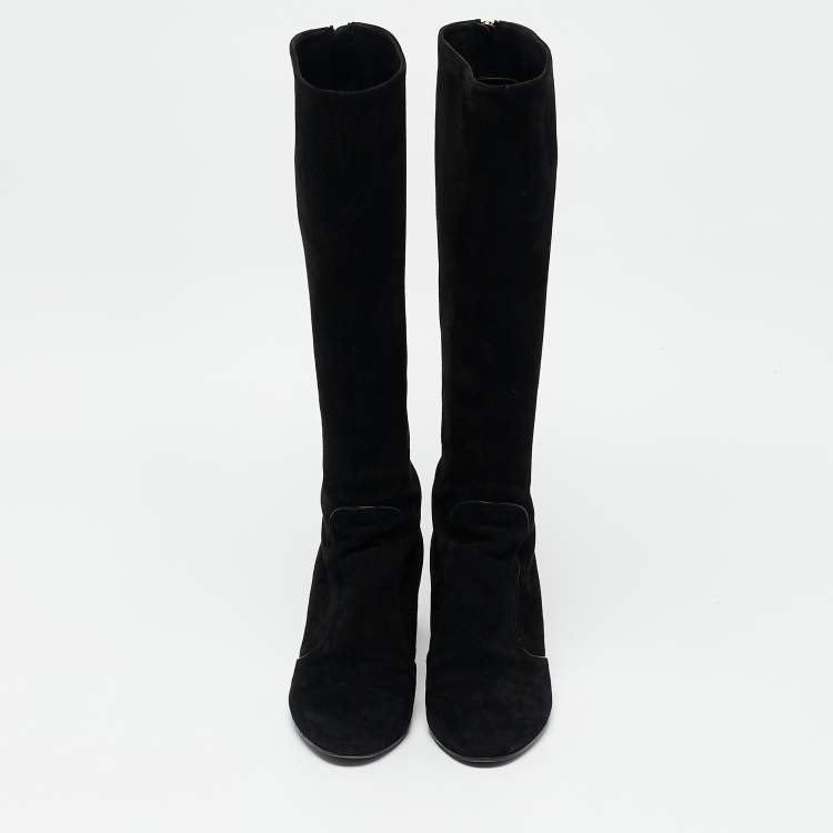 Pre Owned Louis Vuitton Black Suede Masterclass High Boots Size 36