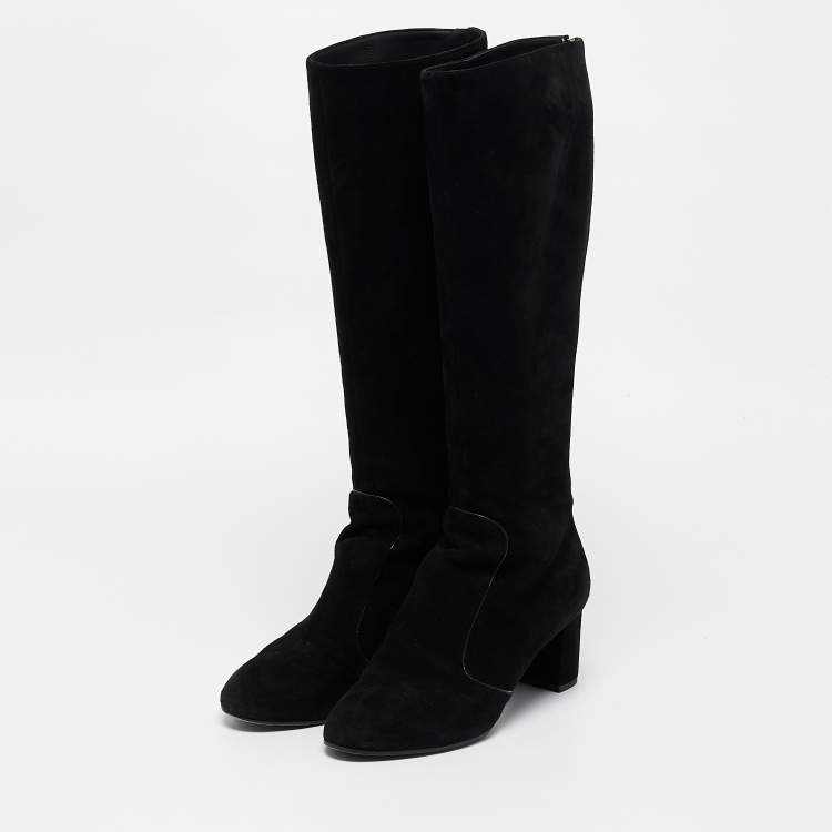 Pre Owned Louis Vuitton Black Suede Masterclass High Boots Size 36