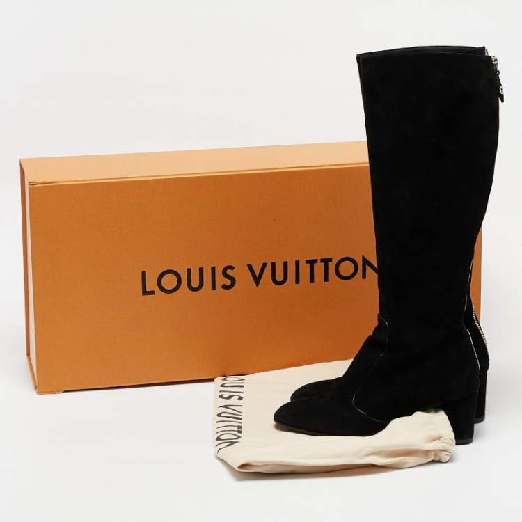 Pre Owned Louis Vuitton Black Suede Masterclass High Boots Size 36