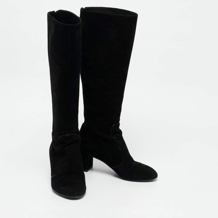 Pre Owned Louis Vuitton Black Suede Masterclass High Boots Size 36