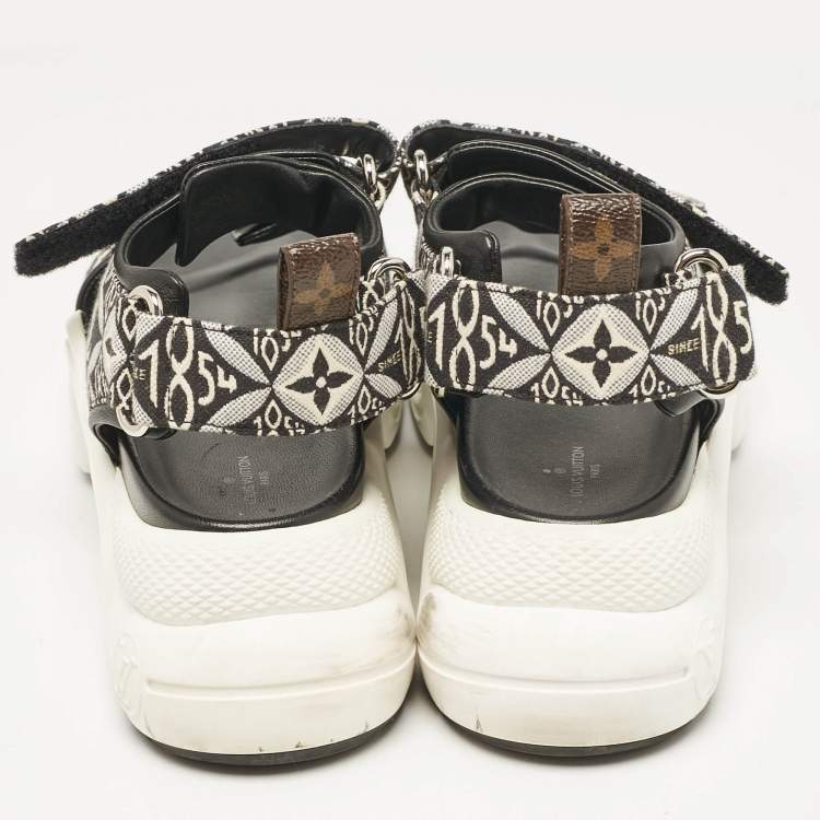 Pre Owned Louis Vuitton Black/White Archlight Ankle Strap Sandals Size 39