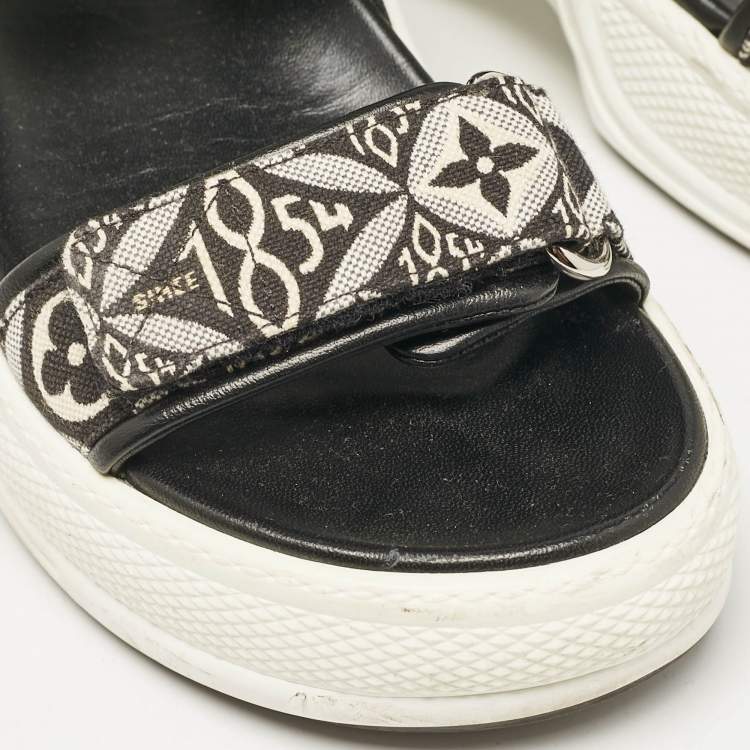 Pre Owned Louis Vuitton Black/White Archlight Ankle Strap Sandals Size 39