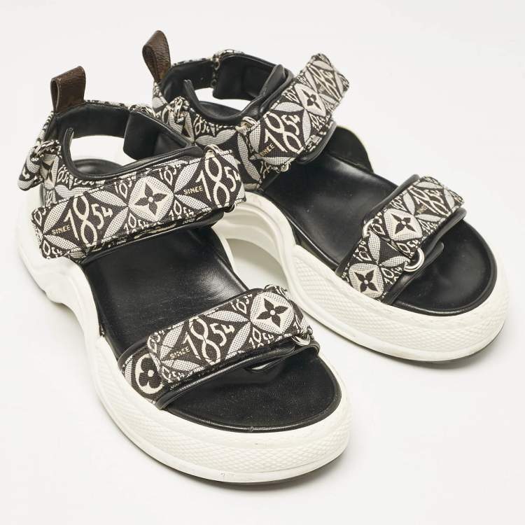Pre Owned Louis Vuitton Black/White Archlight Ankle Strap Sandals Size 39