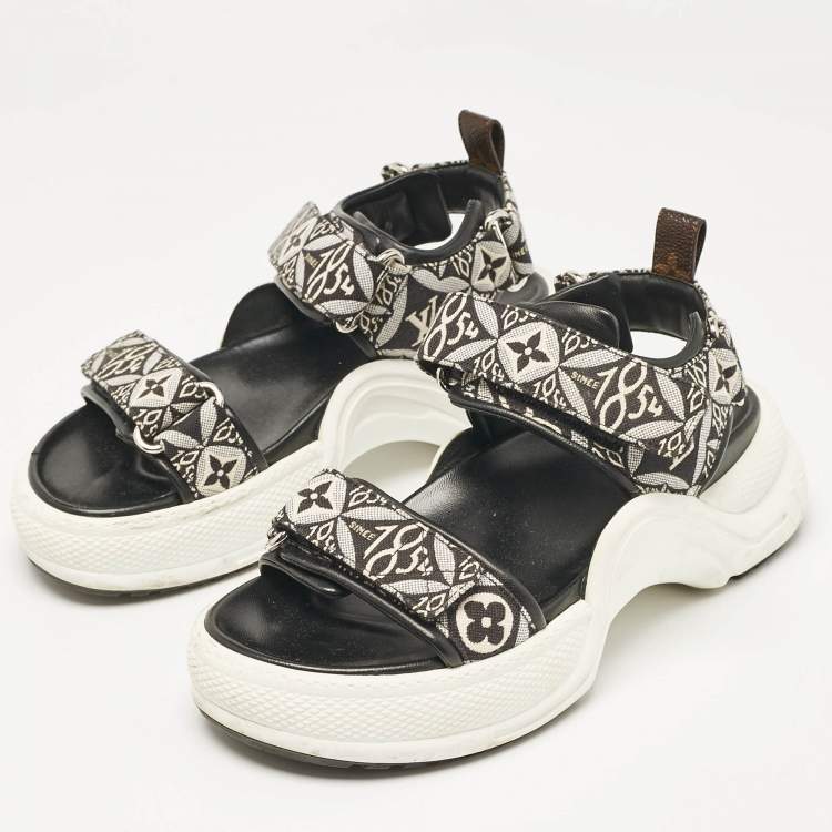 Pre Owned Louis Vuitton Black/White Archlight Ankle Strap Sandals Size 39
