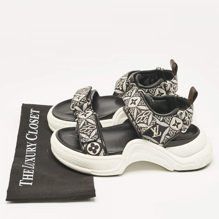 Pre Owned Louis Vuitton Black/White Archlight Ankle Strap Sandals Size 39
