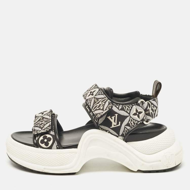 Pre Owned Louis Vuitton Black/White Archlight Ankle Strap Sandals Size 39