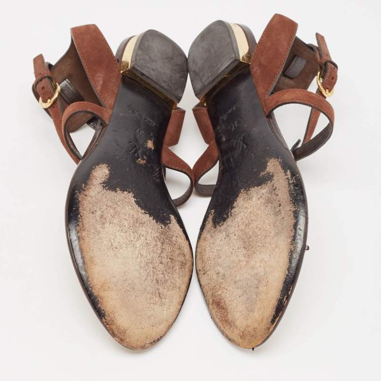 Pre Owned Louis Vuitton Brown Suede Thong Flat Sandals Size 37