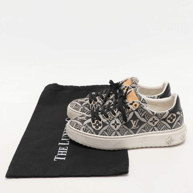 Pre Owned Louis Vuitton Blue Jacquard Since 1854 Timeout Sneakers Size 36