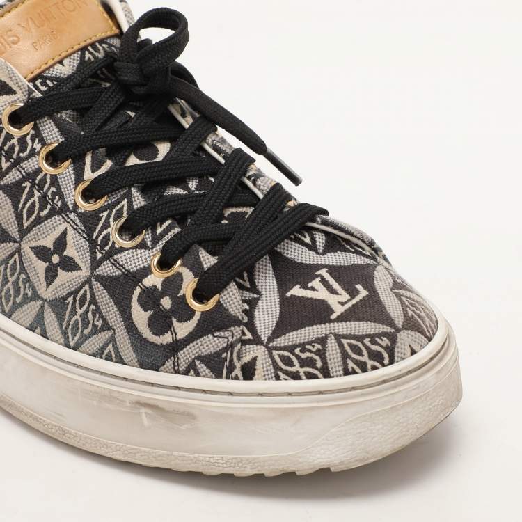 Pre Owned Louis Vuitton Blue Jacquard Since 1854 Timeout Sneakers Size 36