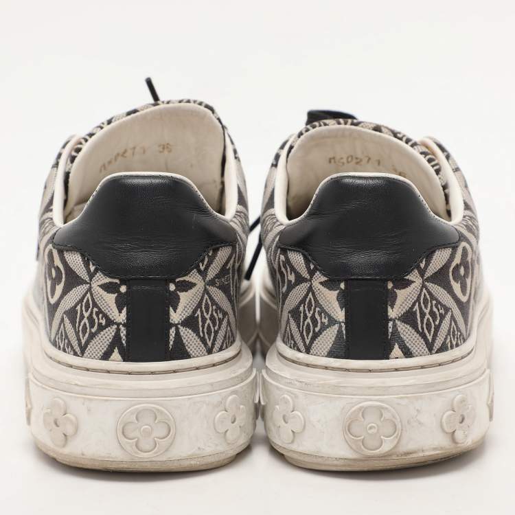 Pre Owned Louis Vuitton Blue Jacquard Since 1854 Timeout Sneakers Size 36