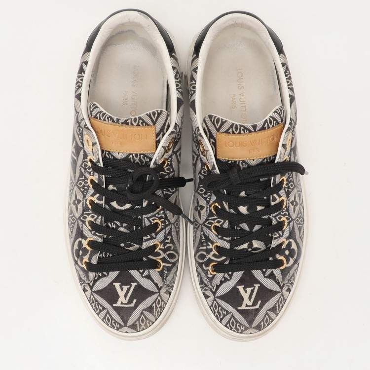 Pre Owned Louis Vuitton Blue Jacquard Since 1854 Timeout Sneakers Size 36