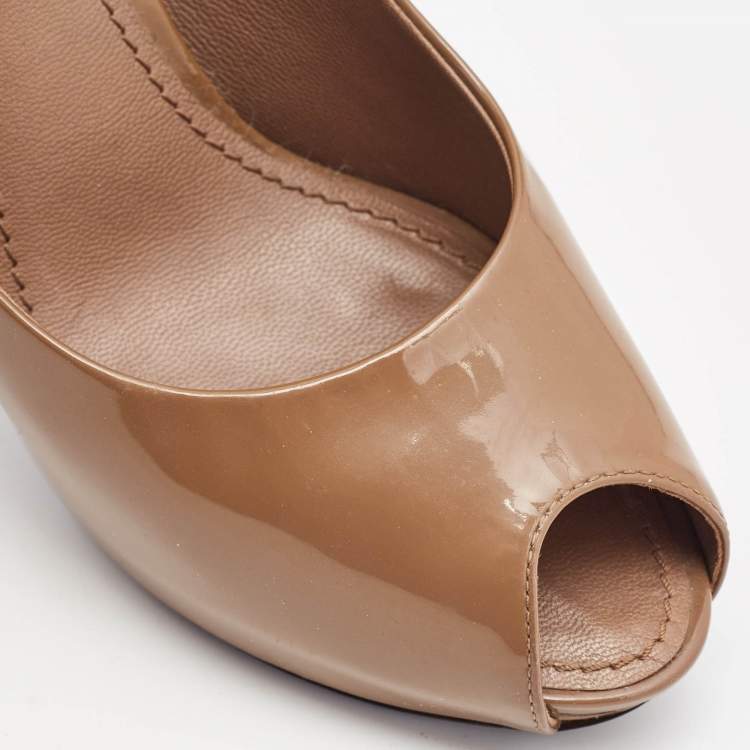 Pre Owned Louis Vuitton Brown Patent Leather Oh Really! Peep Toe Pumps Size 36