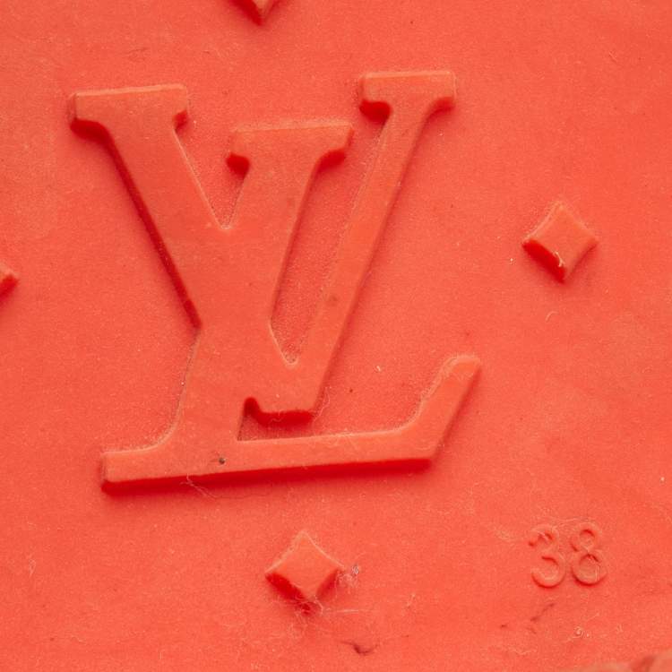 Pre Owned Louis Vuitton Coral Orange Monogram Rubber Splash Rain Boots Size 38