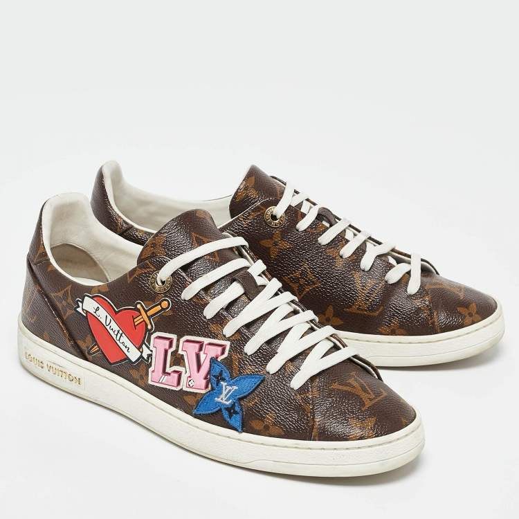 Pre Owned Louis Vuitton Monogram Canvas LV Black Heart Sneakers Size 38