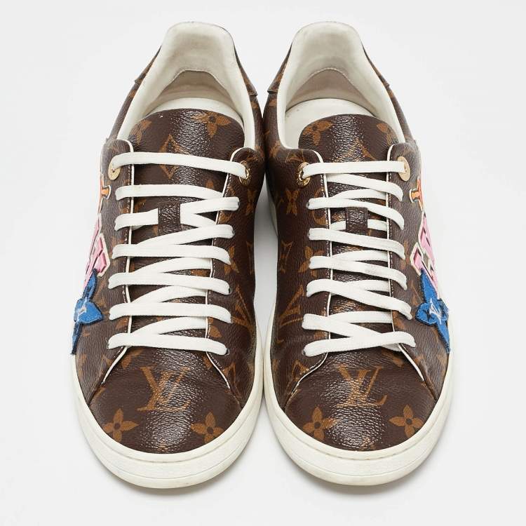 Pre Owned Louis Vuitton Monogram Canvas LV Black Heart Sneakers Size 38