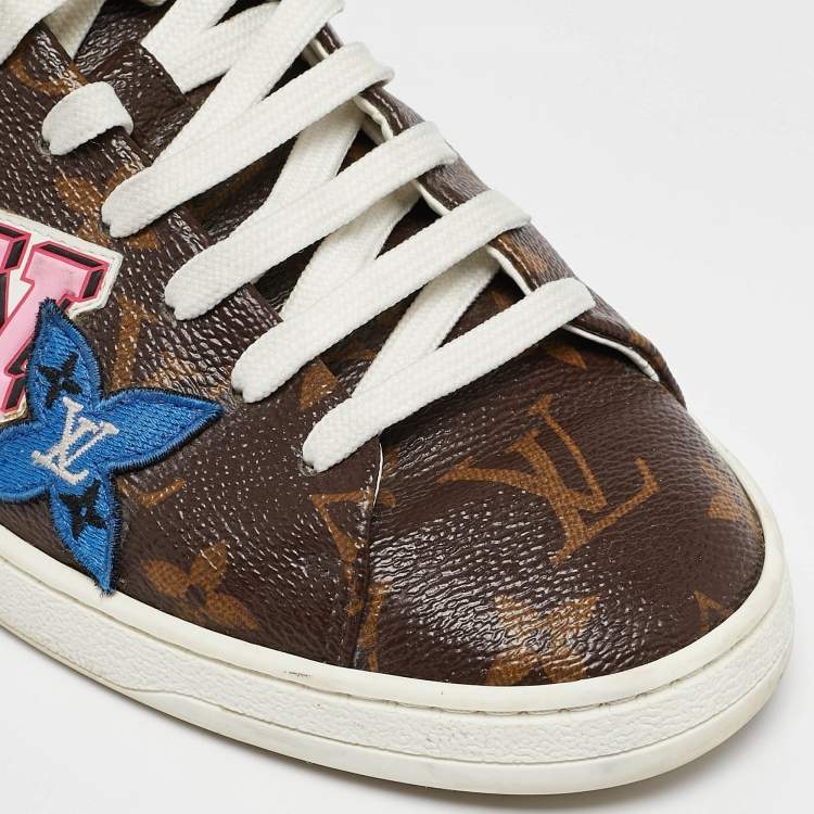 Pre Owned Louis Vuitton Monogram Canvas LV Black Heart Sneakers Size 38
