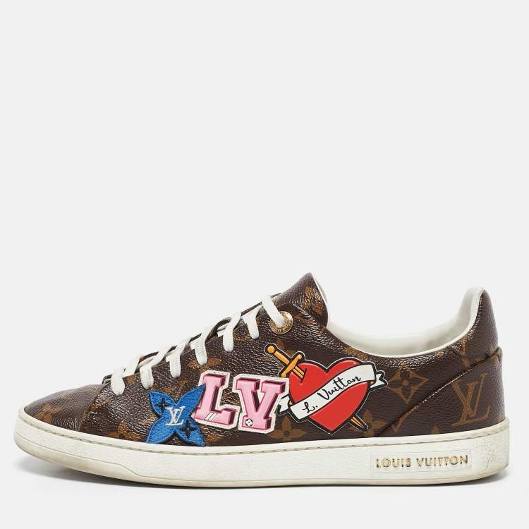 Pre Owned Louis Vuitton Monogram Canvas LV Black Heart Sneakers Size 38
