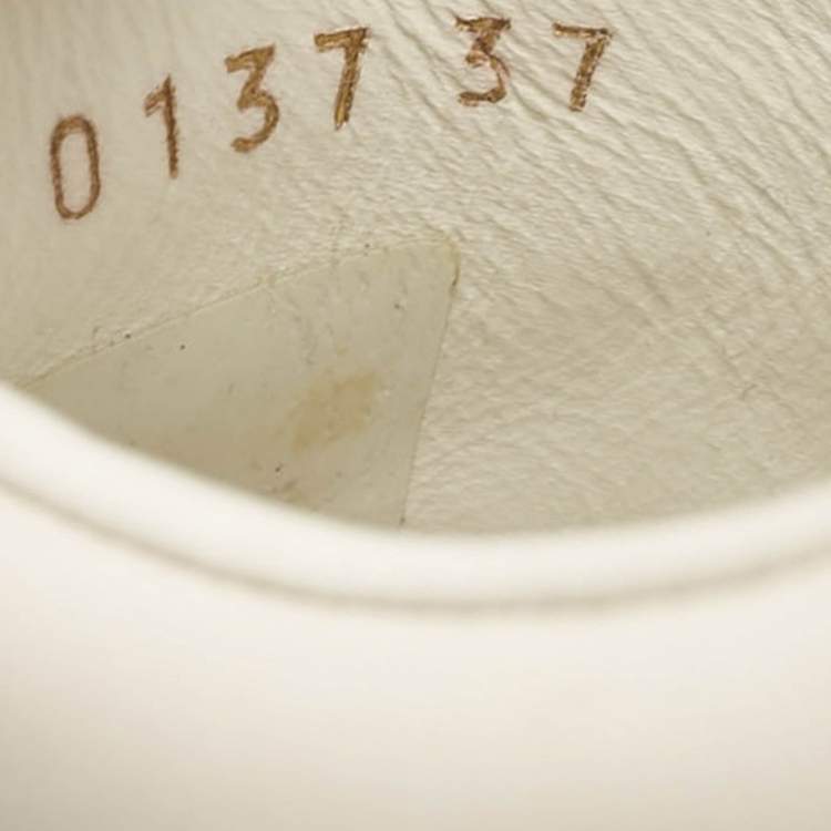 Pre Owned Louis Vuitton White Leather and Monogram Canvas Frontrow Sneakers Size 37