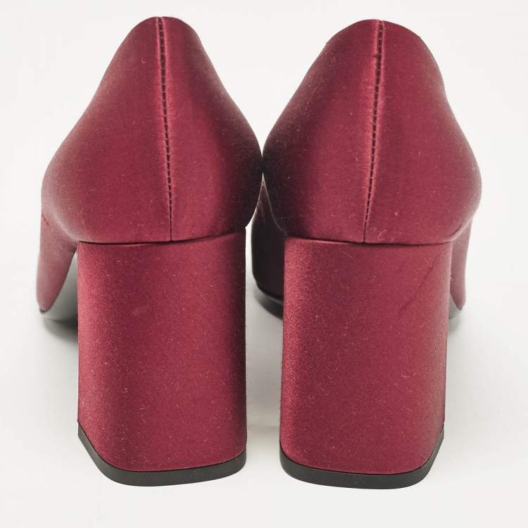 Pre Owned Louis Vuitton Burgundy Satin Crystal Embellished Madeleine Pumps Size 38