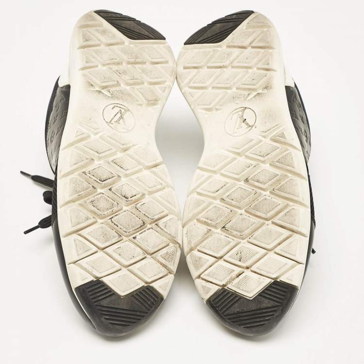 Pre Owned Louis Vuitton Black Mesh and Monogram Leather Aftergame Sneakers Size 38.5
