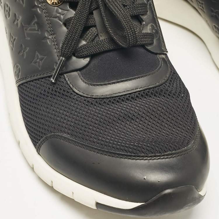 Pre Owned Louis Vuitton Black Mesh and Monogram Leather Aftergame Sneakers Size 38.5