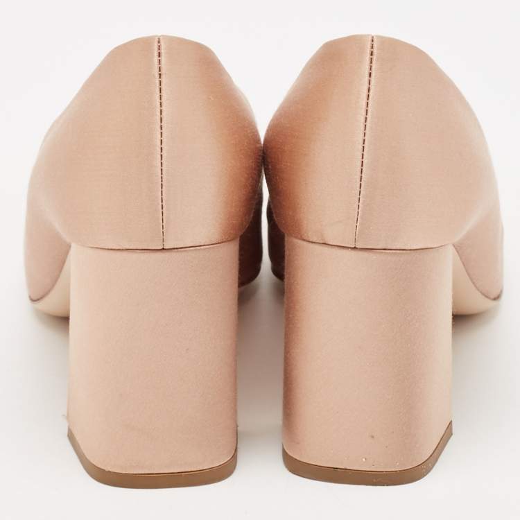Pre Owned Louis Vuitton Beige Madeleine Block Heel Pumps Size 37.5