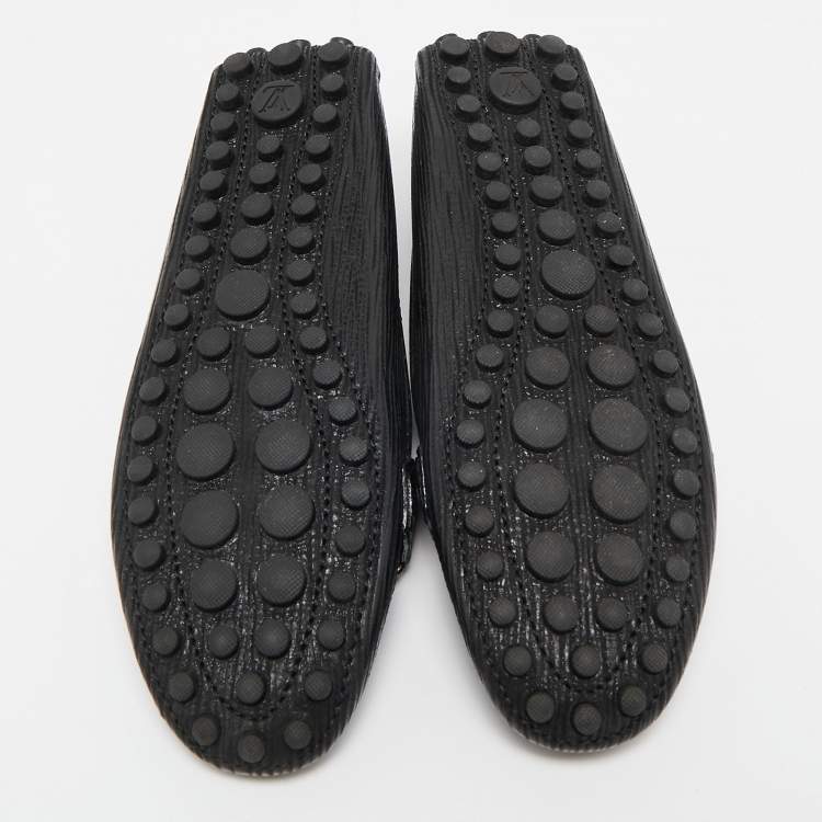 Pre Owned Louis Vuitton Black Leather Oxford Slip On Loafers Size 36