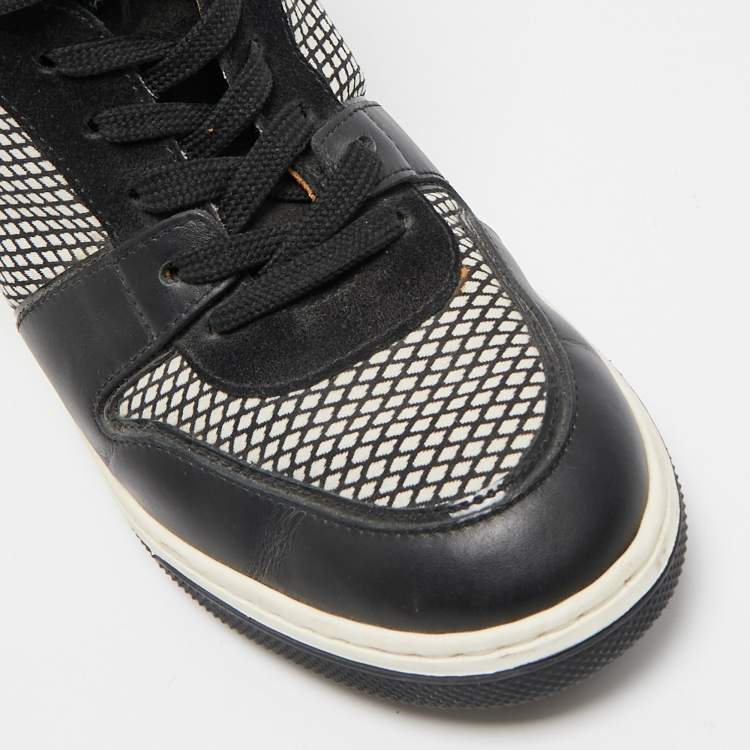 Pre Owned Louis Vuitton Black Leather and Fabric Postmark Wedge Sneakers Size 37.5