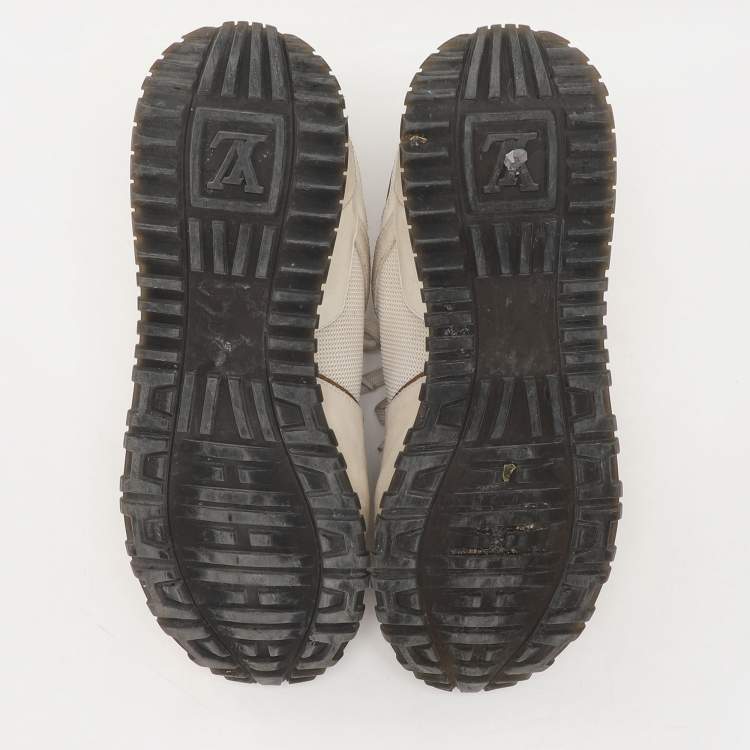 Pre Owned Louis Vuitton White Leather And Mesh Monogram Reverse Run Away Sneakers Size 38